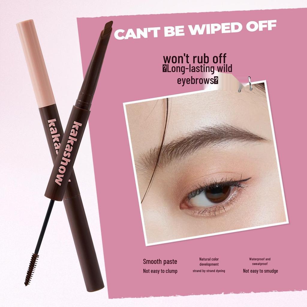 Kakashow Dual-Ended Brow Pencil & Tint: Natural, Waterproof, Sweat- & Smudge-Proof, Long-Lasting 2-in-1.