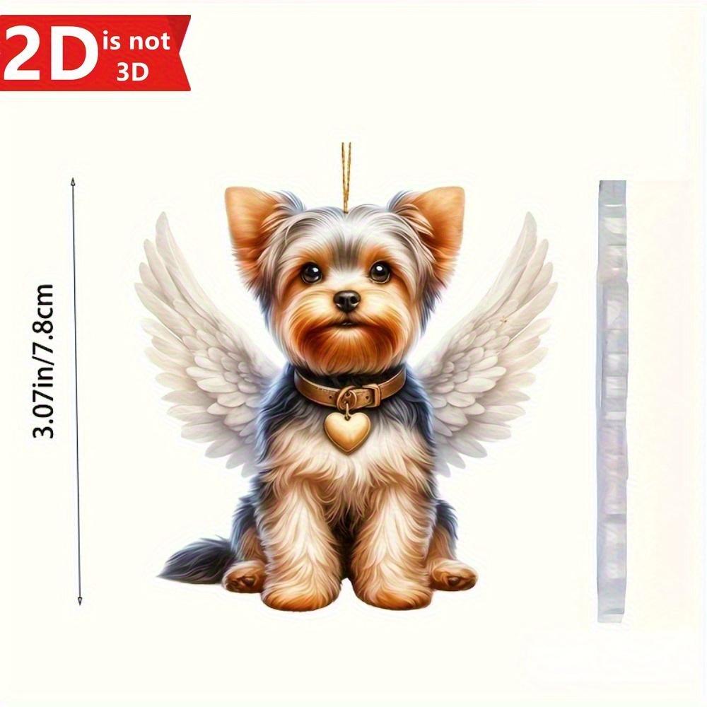 Ciondolo 2D Yorkshire Terrier per specchietti auto, borse e portachiavi. Una decorazione natalizia versatile. chiaro