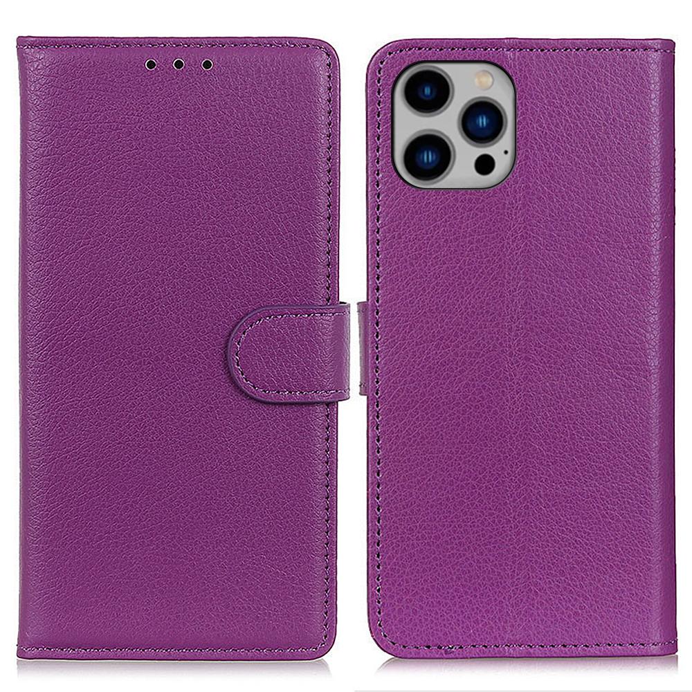 For iPhone 16 Pro Case PU Leather Litchi Texture Magnetic Flip Phone Cover