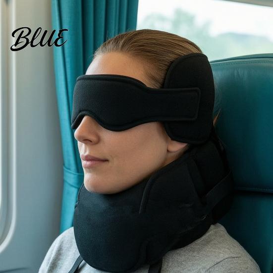 Comfortable Sleep Aid for Home Travel Pillow Airplanes 360 Degree Airplane Head Strap with 3D Eye Cushion System Long Flights Sleeping No