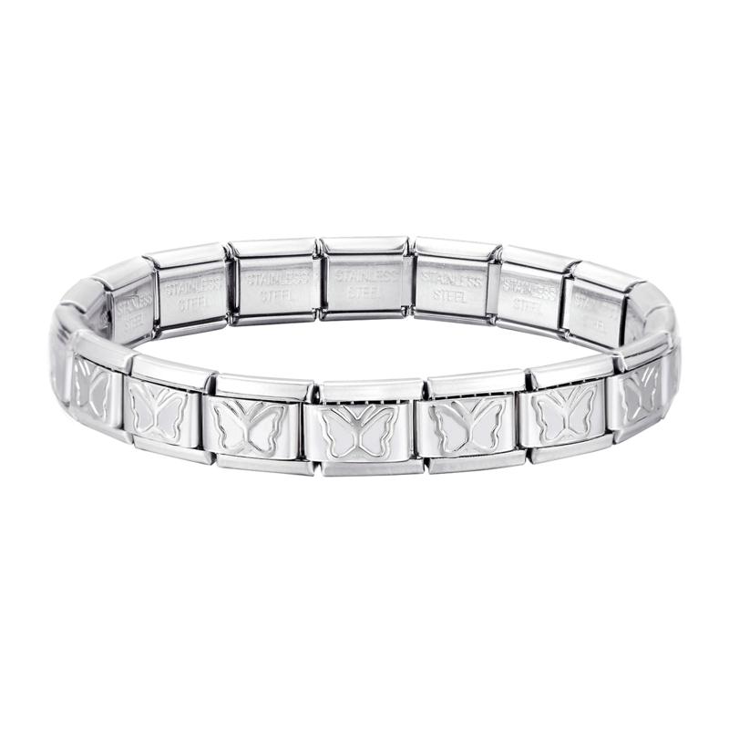 Fashion Stainless Steel Italian Elastic Charm Bracelet 9mm Width Bracelet Bangle Simple Design Girls Men Women DIY Jewelry Gifts