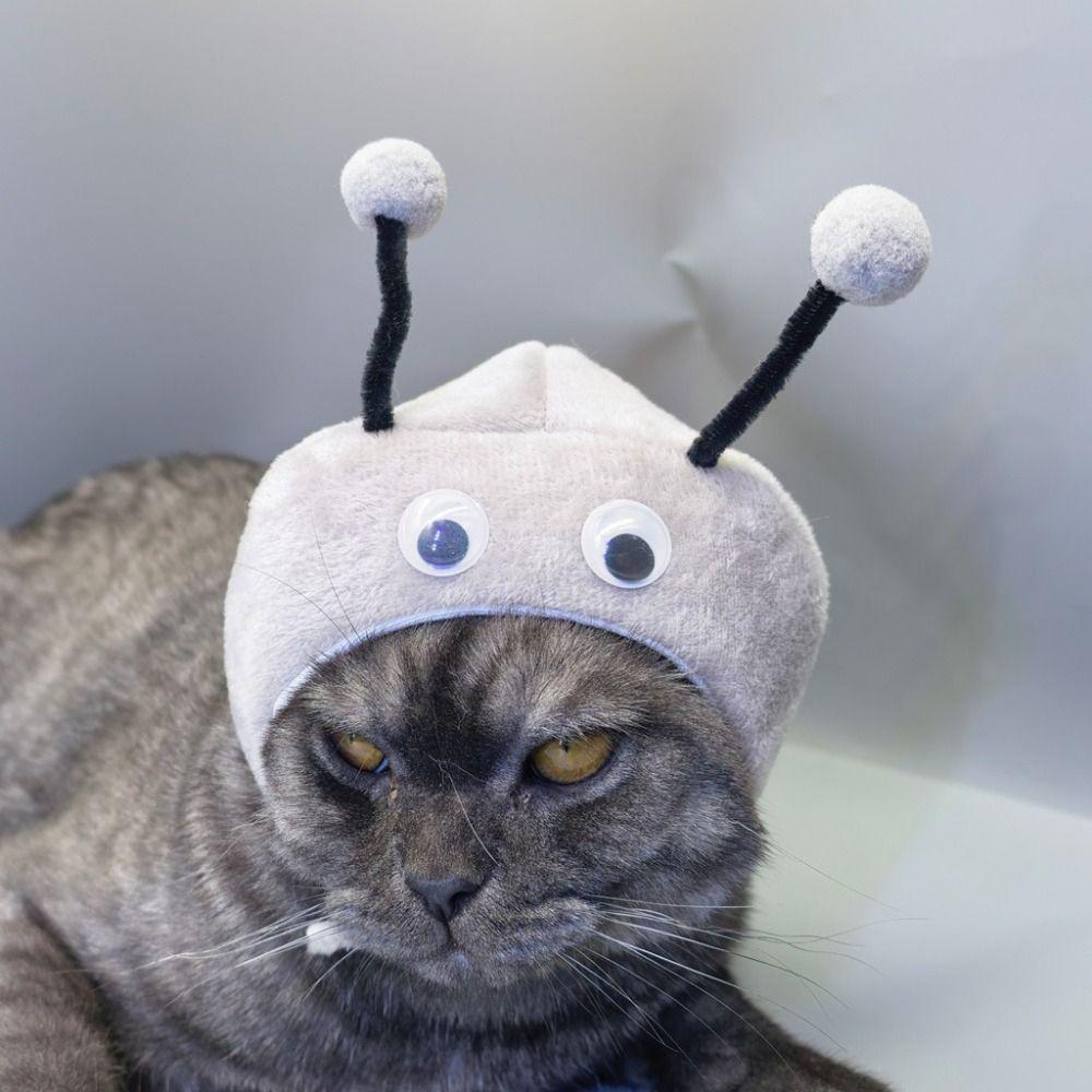 Funny Warm Cat Bee Headdress Adjustable Cartoon Pet Cosplay Hat with Active Eyes Soft Cat Decorative Hat for Puppy Dogs Cats