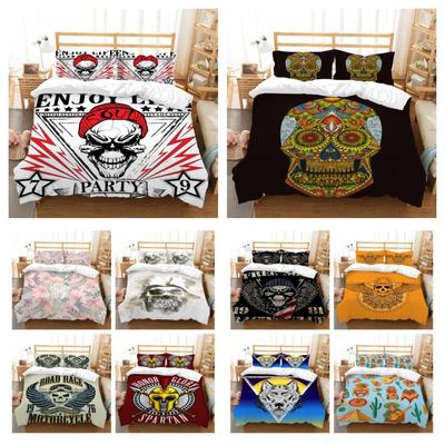 Quilt Cover Set Skull Print Duvet Cover Superior Microfiber Bedding Cover Suit Teens Boys Home Bedding Set