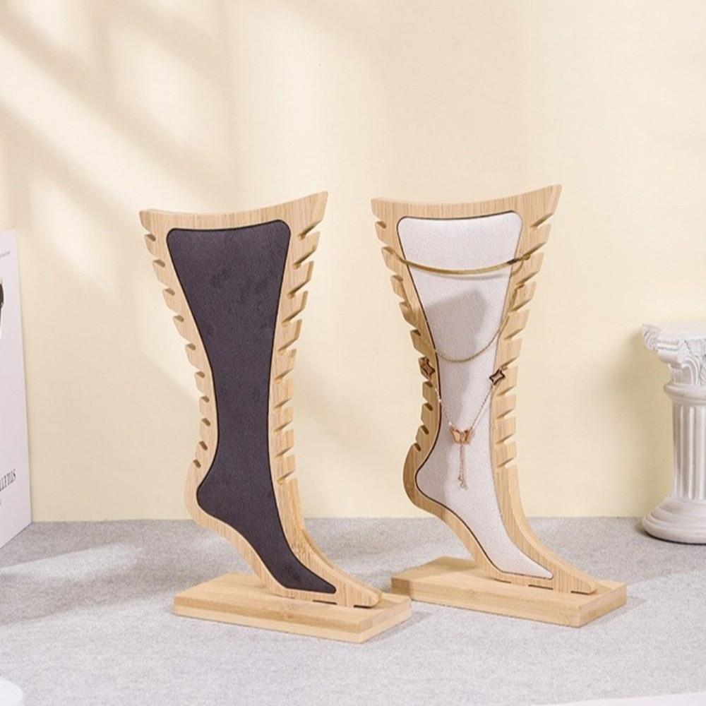 Foot Shaped Velvet Wooden Board Holder Storage Jewelry Hanging Stand  Show Case