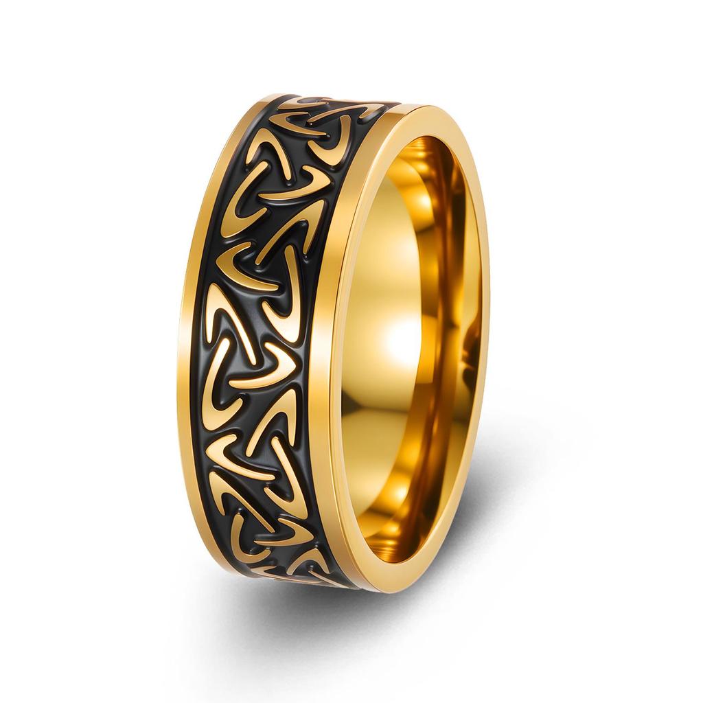 2024 Hot-Selling Retro Viking Devil Eye Titanium Steel Ring with Great Wall Pattern