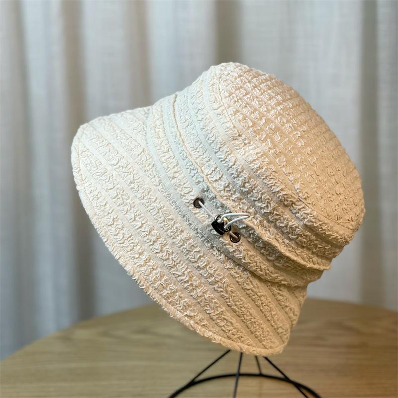 Hat Drawstring Fisherman Womens Pleated Basin Hat Fashion Shade Face Hat Bucket