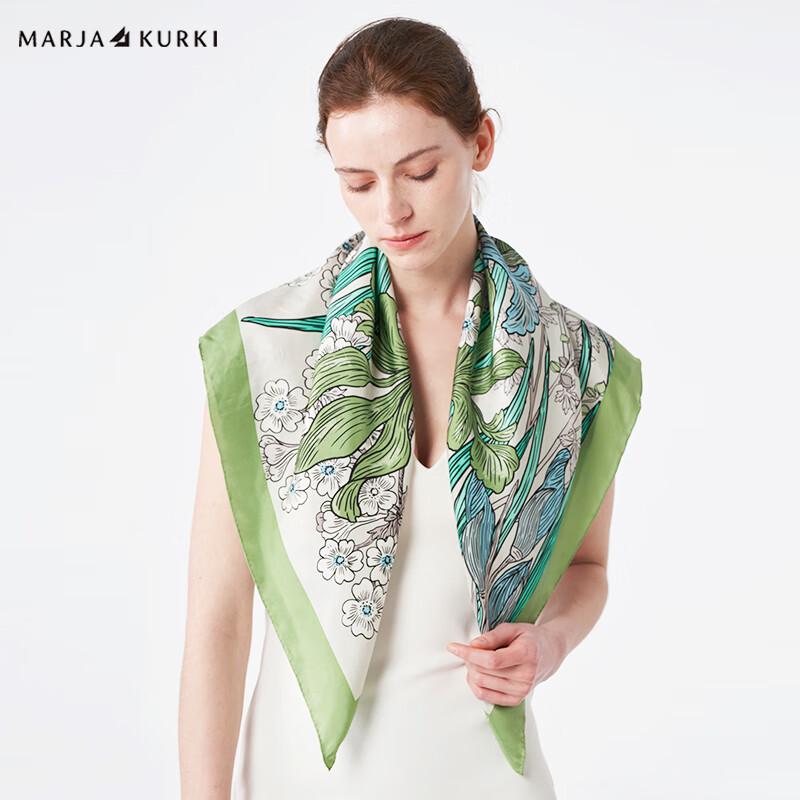 MARJA KURKI Women's Canna Lily Mulberry Silk Square Scarf