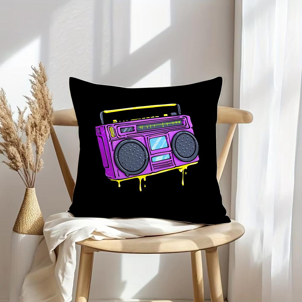 Retro Cassette Tape Cushion Cover Soft Plush Throw Pillow Cover  DoubleSided Decorative Cushion Case  Sofa Bedroom Home Decor