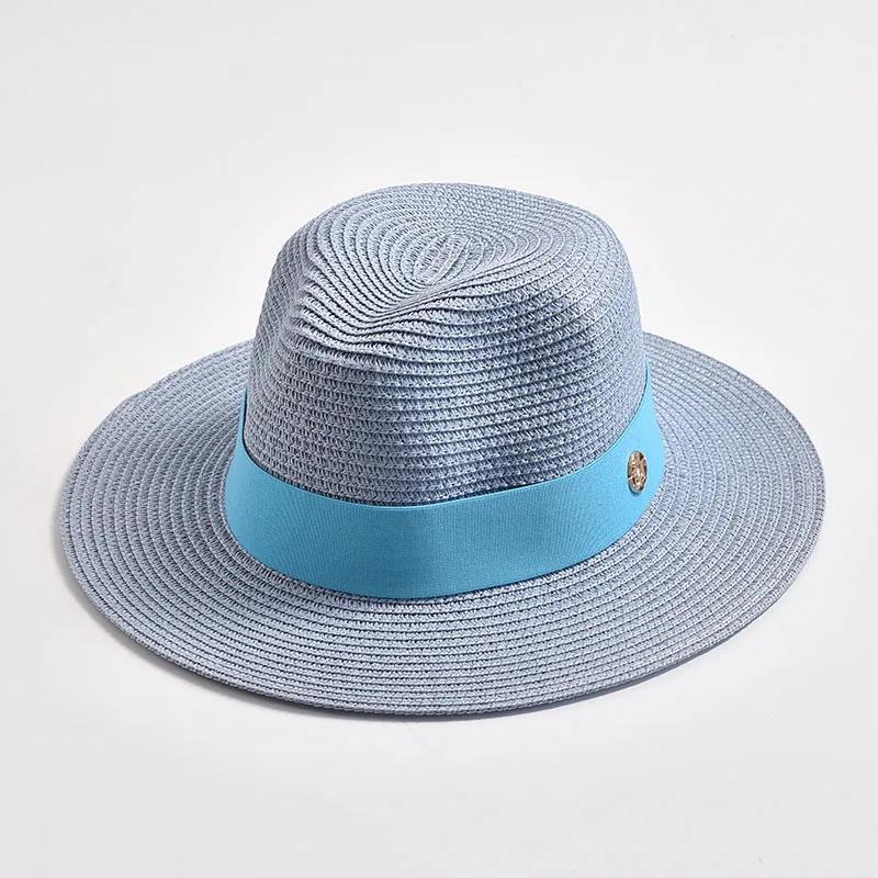 Summer Straw Hats For Women Men Panama Travel Beach Sun Hat Ribbon Decoration Elegant Luxury Jazz Hat