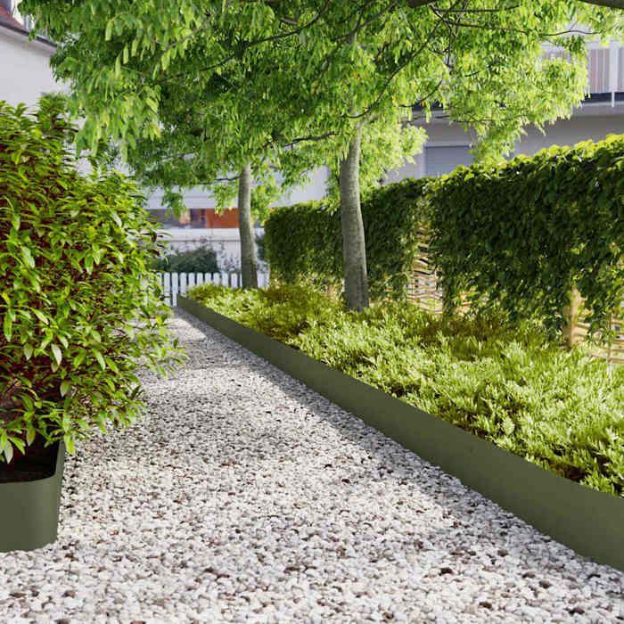 VidaXL Bordures pelouse 30pcs vert olive 20x103cm acier laminé à froid, bordure de jardin, bordure de lit de jardin, bordure 860163