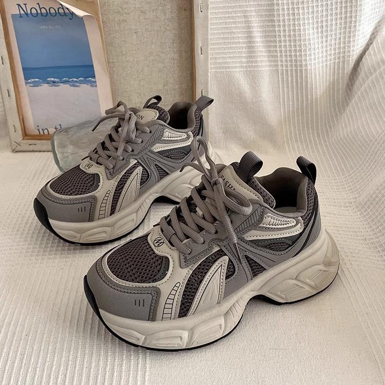 Versatile platform dad shoes women's 2025 spring new student casual women's shoes mesh super fire thin running shoes