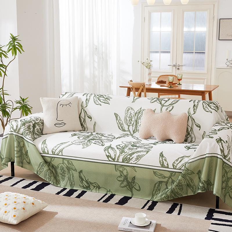 Summer Ice Silk Sofa Towel Muqing All-Inclusive Sofa Cover Dust Cover Cool Breathable Living Room One-Piece Sofa Cover Cloth