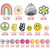 25 PCS Groovy Cake Topper Boho Rainbow Hippie Cake Decoration with Disco Balls and Daisy Flowers for Groovy Theme Birthday Party Supplies