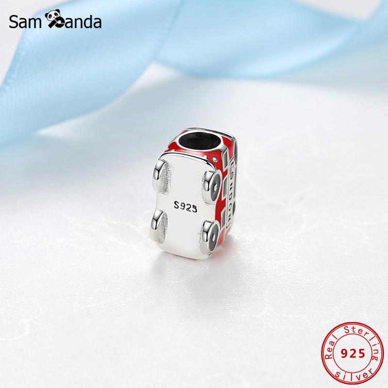 Original 925 Sterling Silver Charm Bead Travel London Bus Motorcycle Suitcase Charms Fit Fashion Bracelets Women Diy Jewelry