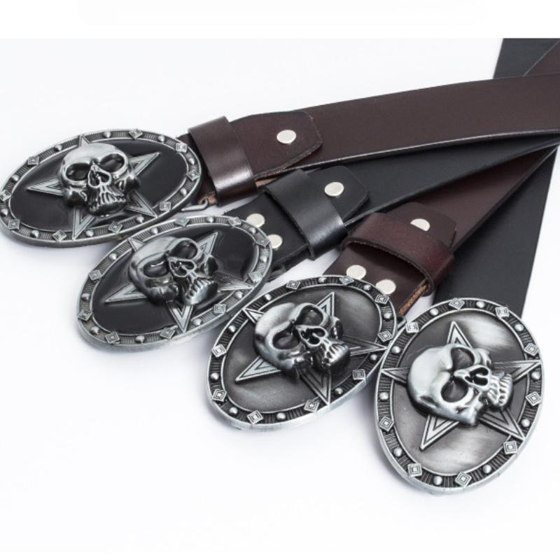 Retro Belt Skull Pentagram Fashion Trend Personality Youth Belt Cowhide Belt