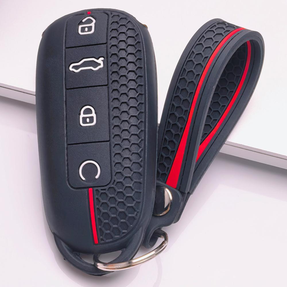Silicone Car Keychain Strap for Chery Tiggo 7 Pro Arrizo 8 OMODA 5 Jetour Traveler Dashing Honeycomb Texture Shockproof Anti Lost Key Ring Holder чёрный