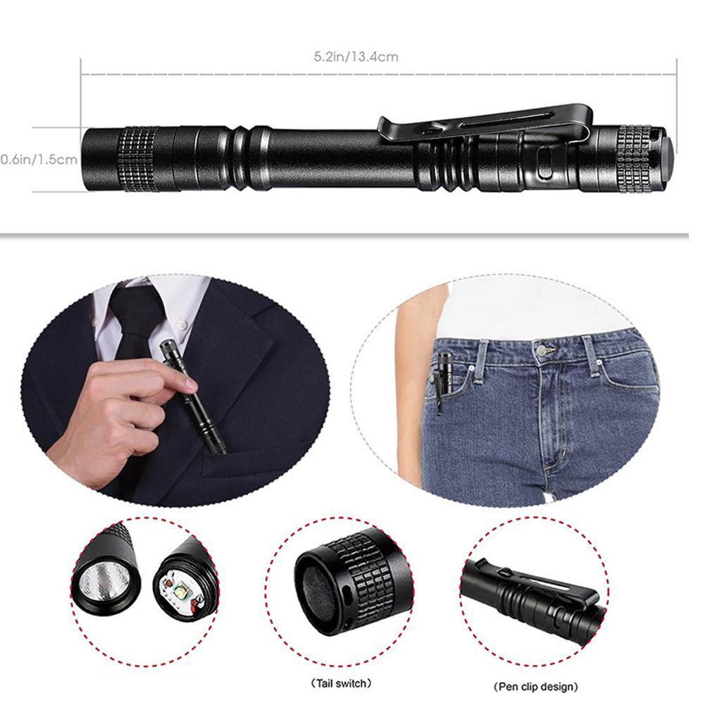 Aluminum Alloy Small Flashlight Pen Holder Flashlight Work Work Maintenance Light COB Handheld Multipurpose Light Portable E4H3