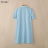 ZANZEA Women Casual Turn Down Collar Summer Short Sleeve Dress