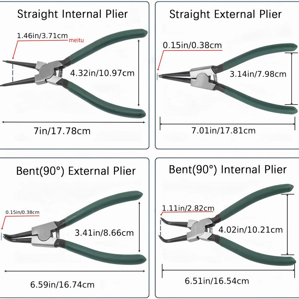 4pcs Multifunctional Circlip Pliers Set, Internal & External Retaining Ring Pliers for Industrial & DIY Use
