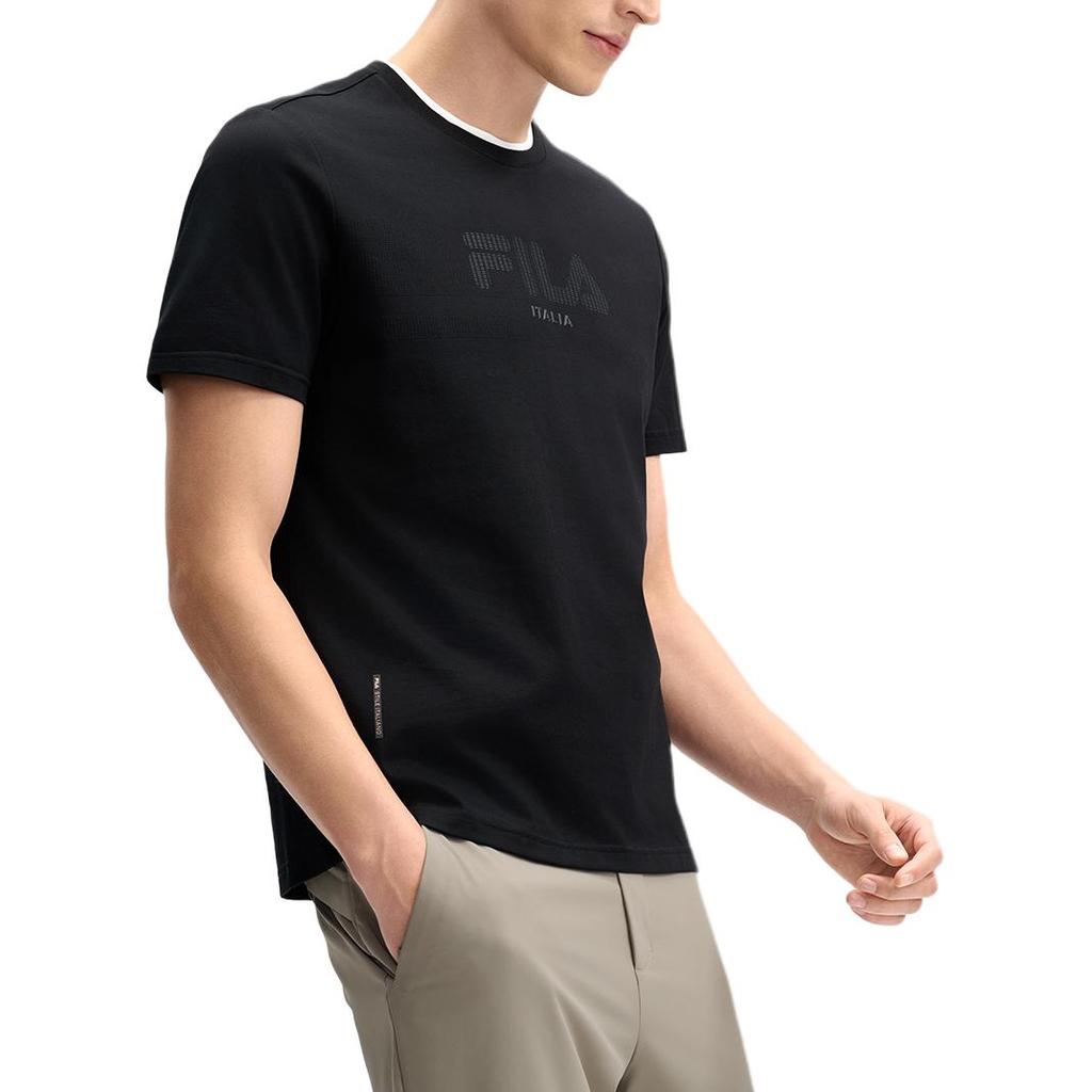 Fila Casual Comfortable Knitted Short Sleeve T-Shirt Men Tops Black F11M513102FBK