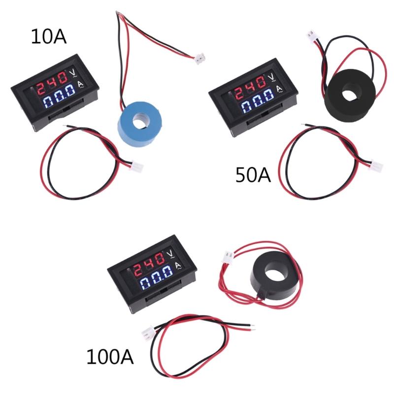 Practical Digital Current Gauge Volt Meter for w/ Current Transformer Display 0.28" AC 60-500V Voltmeter Ammeter 10/50/1