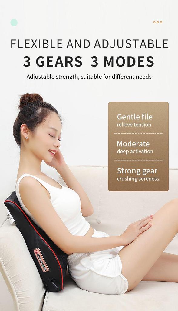 Dual-Use Electric Neck, Shoulder, and Back Massager Pillow for Home and Car