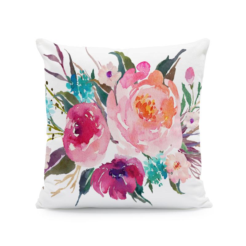 18x18 Watercolor Floral & Butterfly Pillow Cover for Spring/Summer Farmhouse Decor