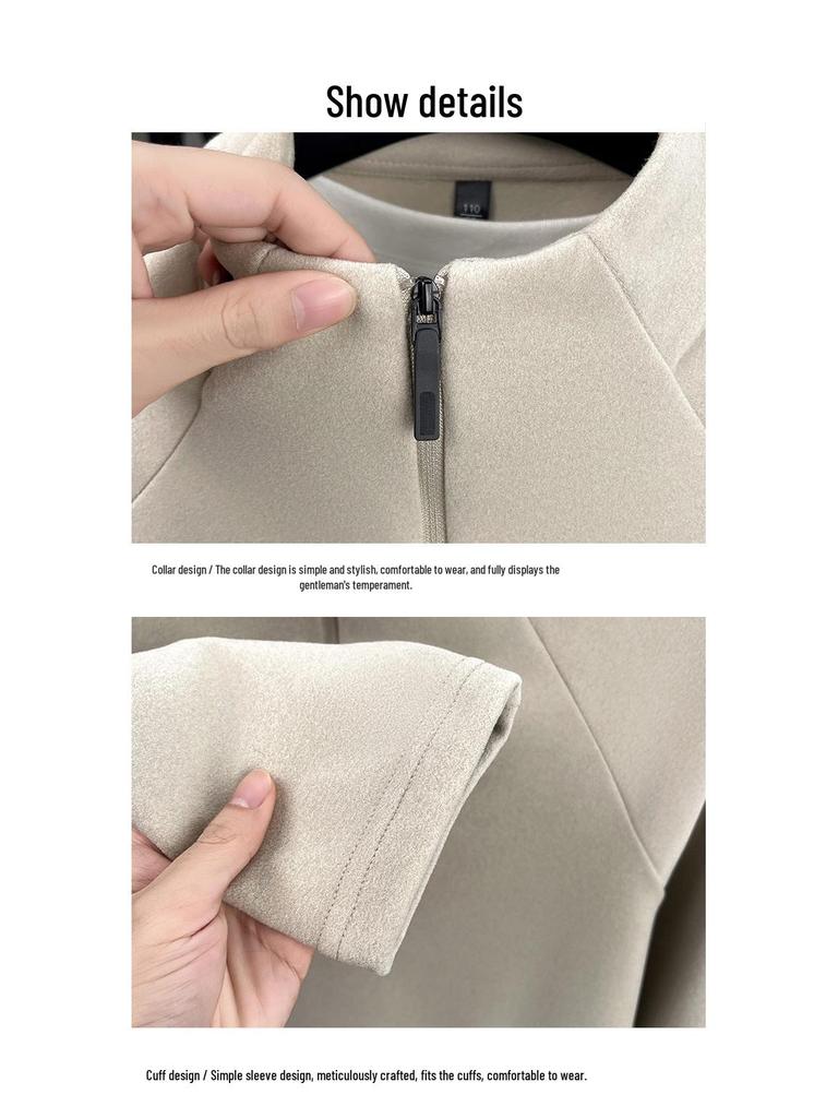 Men's Double-Sided Fleece Half-Zip Sweatshirt, Long-Sleeve, Warm Casual Base Layer for Autumn/Winter