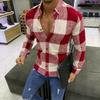 Fashion Men's Plaid Shirt Long Sleeved Cool Slim Fit Polo Shirts