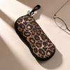 1pc Leopard Print Glasses Bag Portable Zipper Sunglasses Pouch With Carabiner Hook Anti‑Scratch Eyeglasses Protective Bag For Women Fashion Accessory