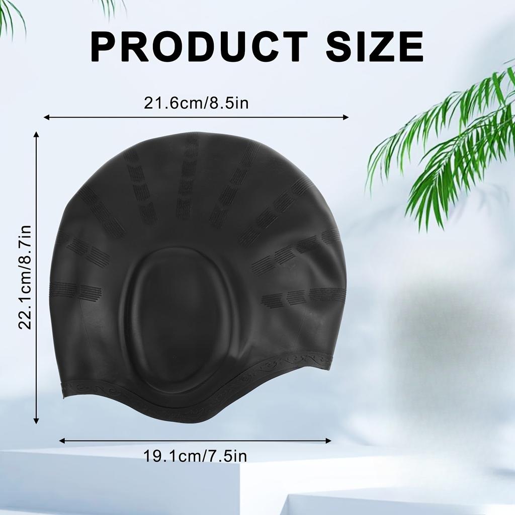 Ear Protection Swim Cap - Professional Silicone Swim Cap, Double Ear Coverage, Waterproof Design, Anti Slip, Swimming