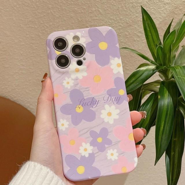 

2023 Lucky Flower Daisy, милый фиолетовый мультяшный милый чехол на заднюю панель для Iphone 14 Pro Max 13 12 11 Promax, защитный чехол для телефона Ins for iphone 11