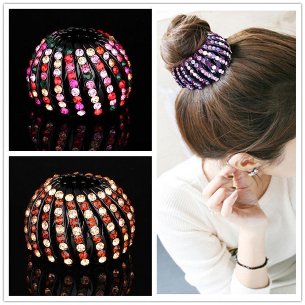 Nid d'oiseau Strass Queue extensible Support de chignon Pince à cheveux Accessoire pour cheveux