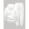 Casual Letter Printed Drawstring Pocket Hoodie and Drawstring Outdoor Casual Sports Pants Set Men's Fashion 2 Piece Set
