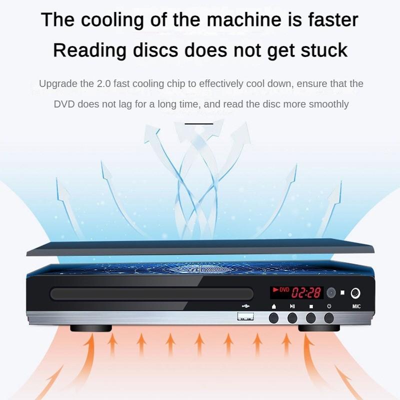 1080P HD Eye Protection Intelligent Error Correction EVD Student New DVD Player Household CD Player 223*193*45mm
