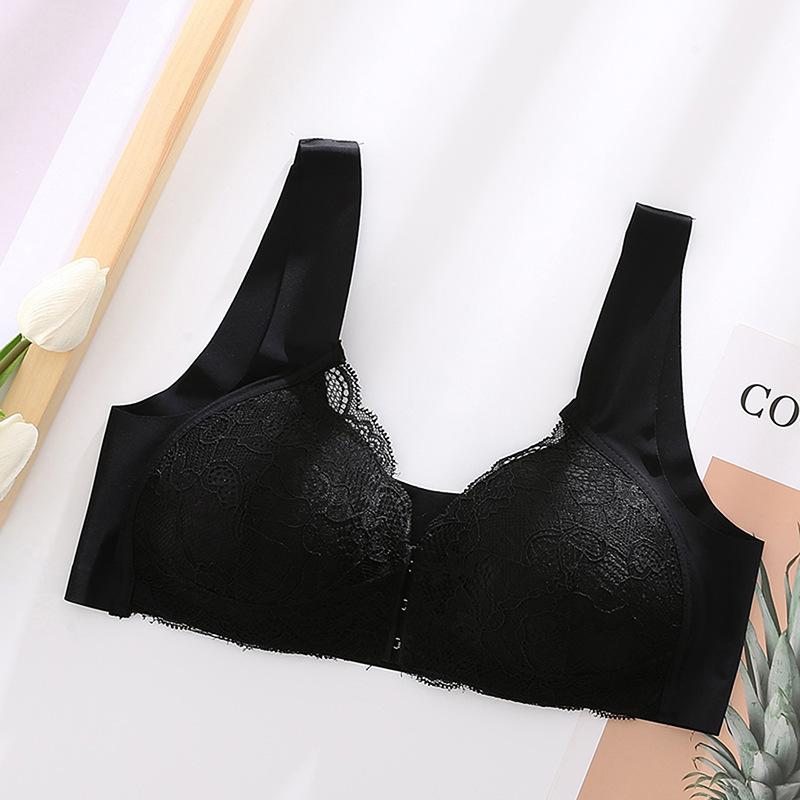 Plus Size Seamless Lace Nursing Bra with Front Buckle & U-Shape Back