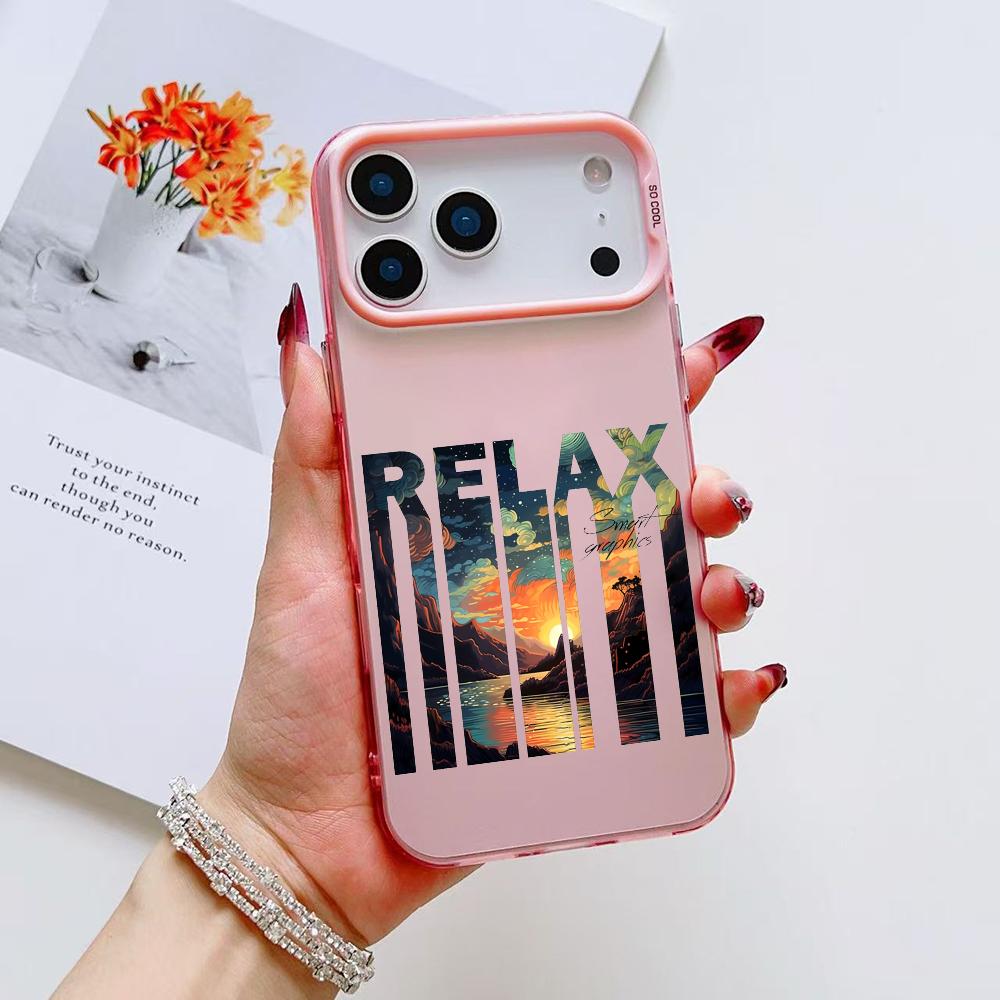 Fashion Landscape Phone Case For iPhone 17 16 15 14 13 12 11 Pro Max Air Matte Laser Aurora Shockproof Funda