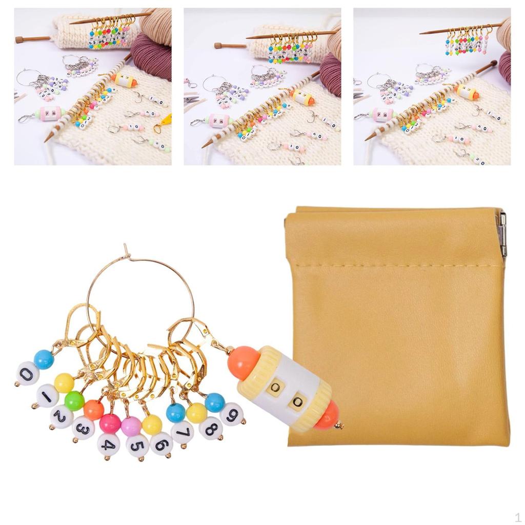 Knitting Stitch Marker Crochet Multifunction Reusable with Storage Bag DIY Projects Sewing
