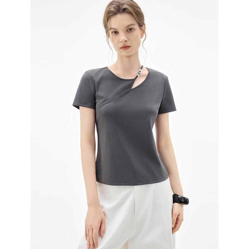 

ELLE Retro Hollow Bead Loose Short Sleeve T-Shirt L