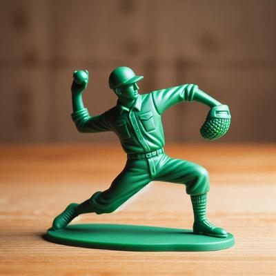 Green Baseball Player Figurine Pitcher Catcher Fielder Baseball Soldier Statue Sculpture