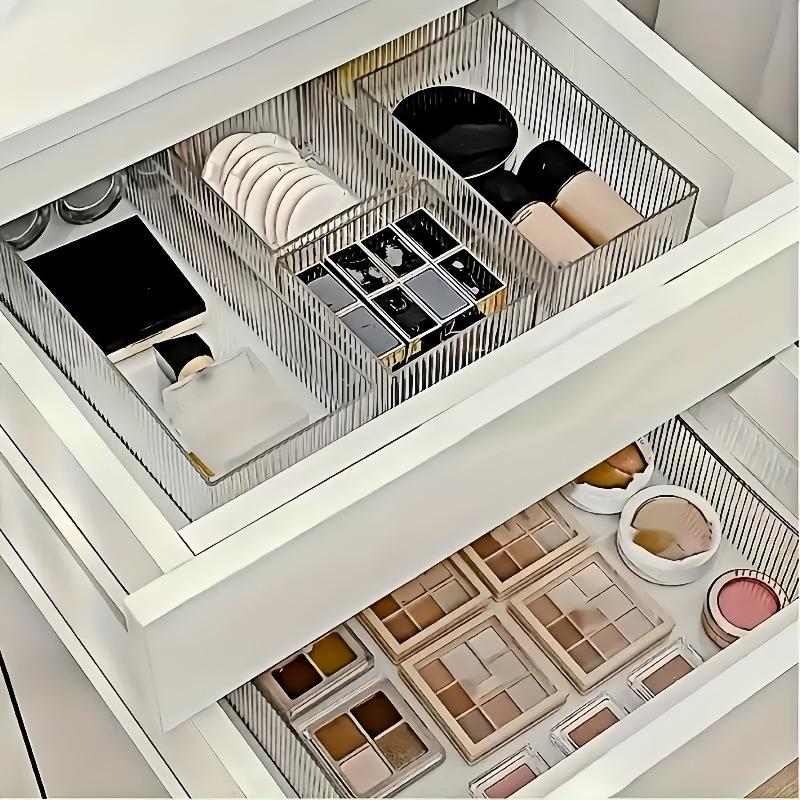 16pcs Transparent Acrylic Cosmetic Organizer Set Drawer Divider Storage Box for Vanity Cosmetics & Office Supplies Home Storage