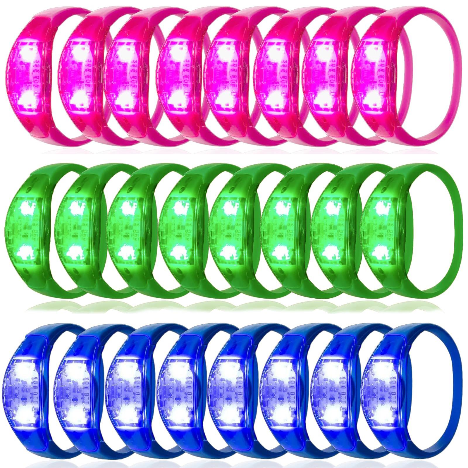 10-300PC LED Glow Bracelets Sound Activated Flashing Light Up Bracelet Luminous Bracelet for New Years Eve Music Control Concert Voice Control&10PCS