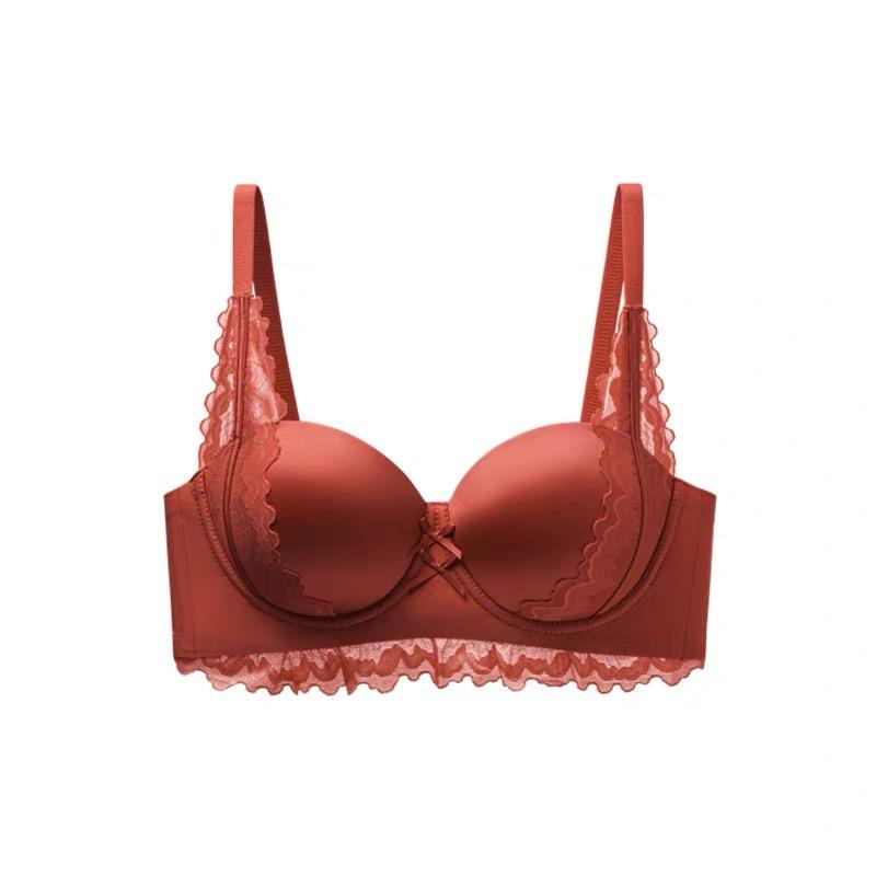 Damen Frühling und Sommer Reines Verlangen Sexy Spitze Verdickt Kleines Dekolleté Push-up Große Handflächenschale Flaches Dekolleté Spezielle Unterwäsche