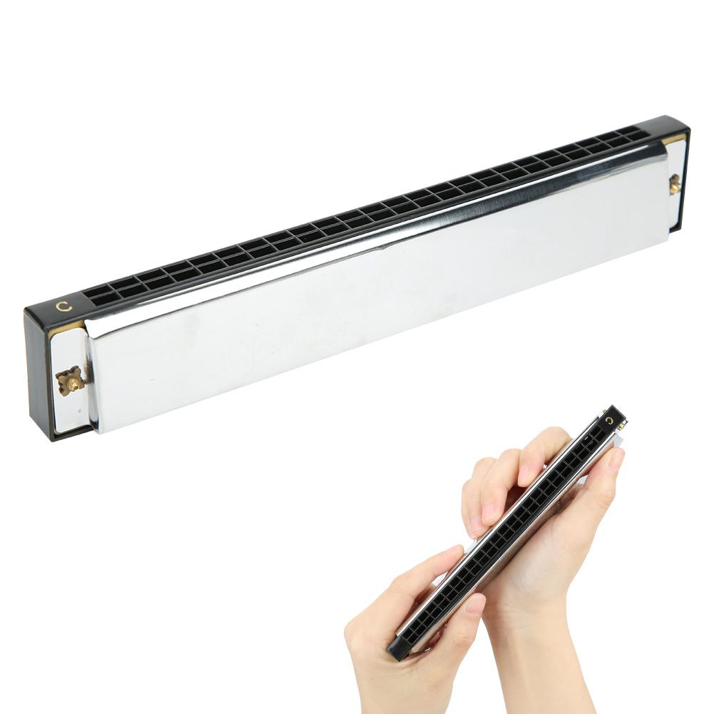 Professional Mouthorgan Harmonica Diatonic Harp C Key Stainless Steel Cover Plate 24?HoleBlack