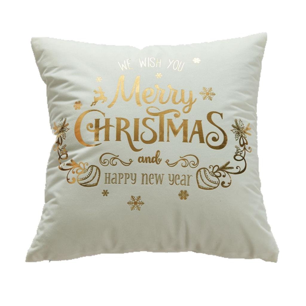 Christmas Atmosphere Bronzing Craftsmanship Festive Feel Pillow Cover Fabric Soft and Comfortable Home Sofa Pillow Bedside Cushion