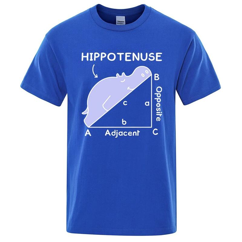 Hippo Sleeping On Math Problem Print Unisex Tshirts Summer Breathable ONeck Short Sleeve Haruku Loose Tshirt Cotton Tops