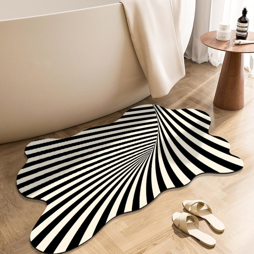 Irregular Simple Printing Bathroom Thickening Mat Bath Non-slip Carpets In Wash Basin Bathtub Side Floor Rug Shower Room Doormat Memory Foam 3D Pad