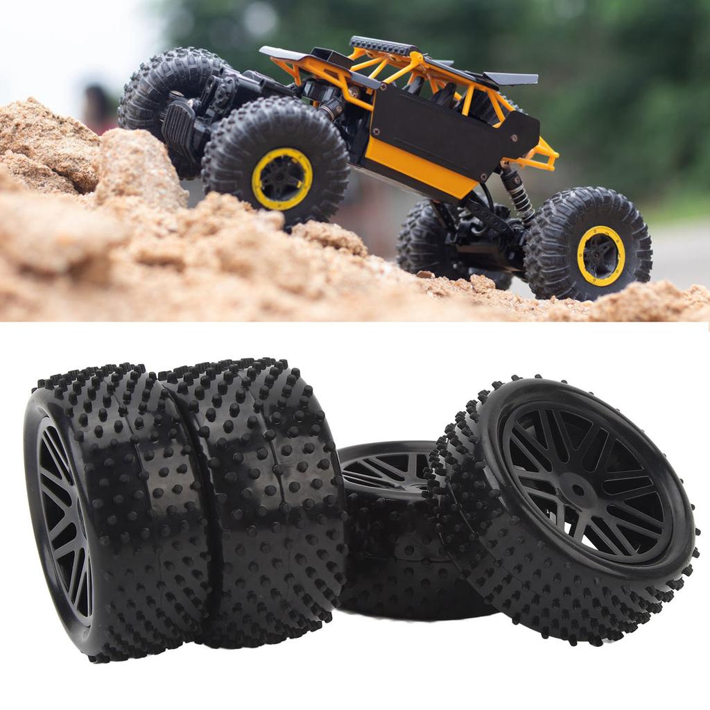 4PCS 1/10 RC Wheels Tires Set V Hole Hub 2 Front 2 Rear Realistic Excellent Grip Enhanced Performance RC Tyres