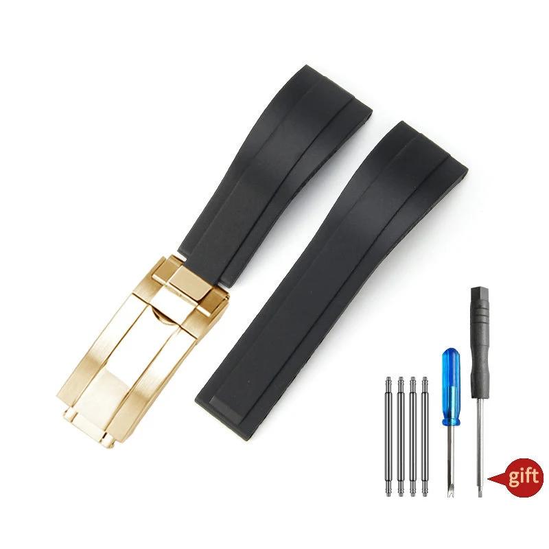 20mm Natur Weiches Silikon Kautschuk Uhrenarmband Für Rolex Uhrenarmband Daytona Submariner GMT OYSTERFLEX Armband Faltschließe