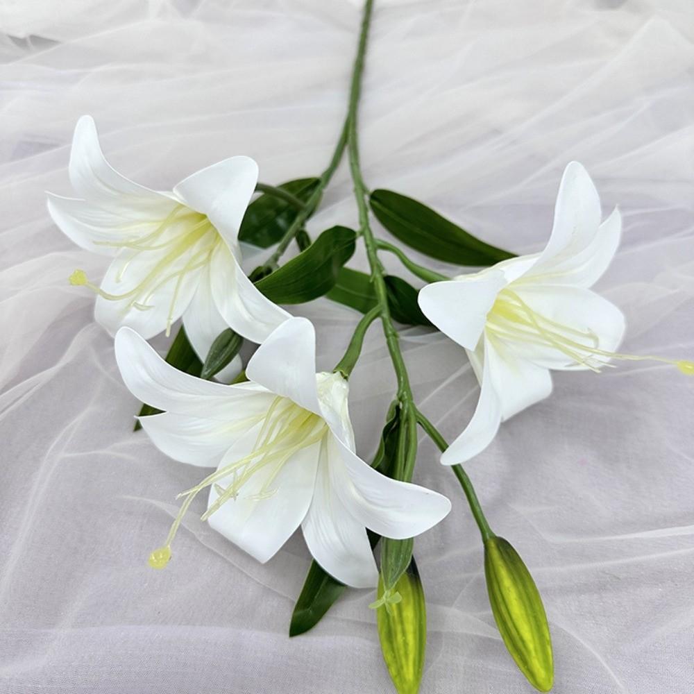 67cm Fake Lily Bouquet 2 Heads Wedding Bridal Bouquet Artificial Lily Flower Living Room Decor